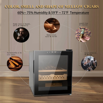 50L Cigar Humidors with 3-IN-1 Cooling, Heating & Humidity Control, 250 Counts Capacity Cigar Humidor Humidifiers with Constant Temperature Controller
