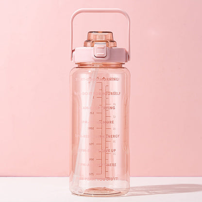 Sports water cup portable large capacity 2000ml plastic cup with straw scale men and women kettle water cup