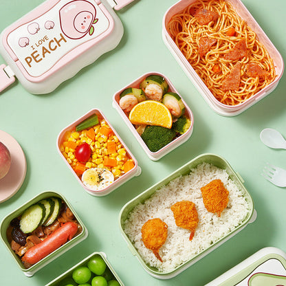 ins cartoon cute microwaveable large capacity double-layer portable lunch box lunch box
