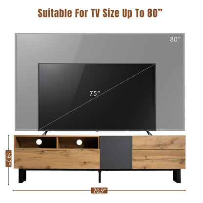 Modern TV Stand for 80'' TV with Double Storage Space