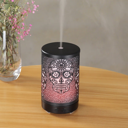 100ml Iron Metal Humificador De Aroma 7 Colors Led Lamp Ultrasonic Electric Skull Aroma Diffuser With Remote