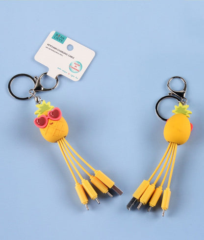 Creative cartoon data cable quirky peach blossom eye phone charging cable peach blossom eye pineapple fruit