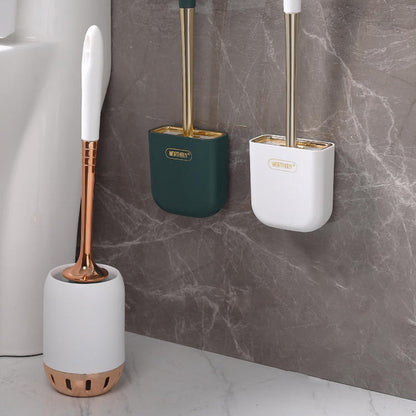 Luxury Toilet Brush Wall Mounted Holder Silicone Flat Head Cleaning Brush Corner Gap Cleaner