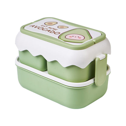 ins cartoon cute microwaveable large capacity double-layer portable lunch box lunch box