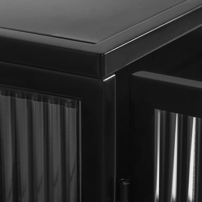 27.56"Glass Doors Modern Two-door Wall Cabinet with Featuring Three-tier Black