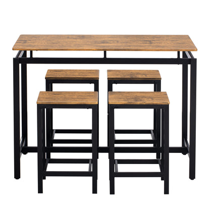 TREXM 5-piece compact bar table with table and stool - modern industrial design brown