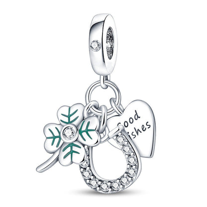 U-shaped Horseshoe Clover Wishing Tree Pendant Copper Silver Plated DIY Jewelry