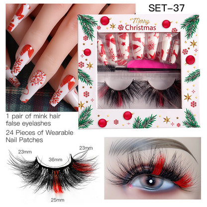 Christmas Nail Enhancement Eyelash Tool Set False Eyelash Decoration Color Mink Hair Beauty Tool