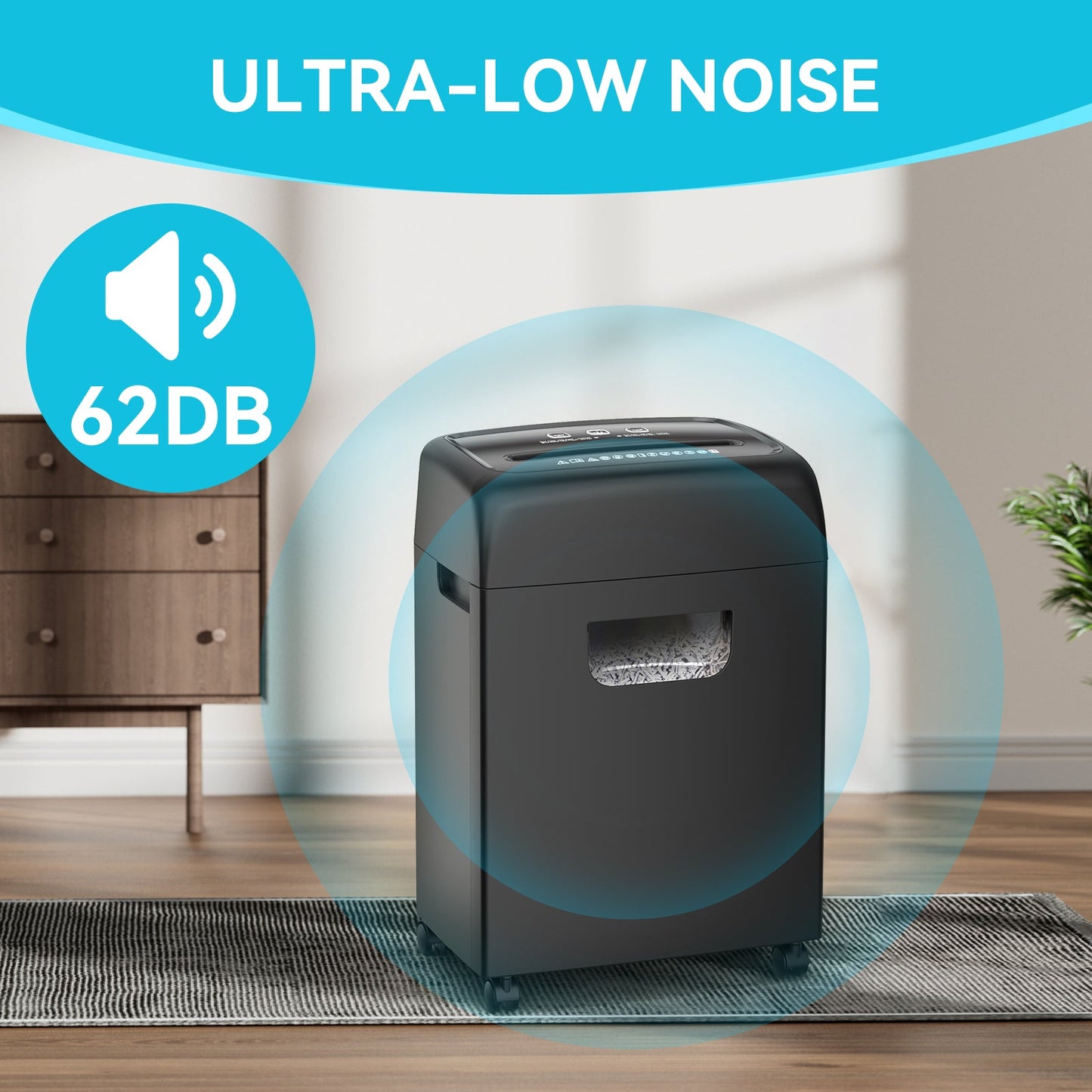 PAPER SHREDDER CROSS CUT LARGE BIN HIGH SECURITY LOW NOISE