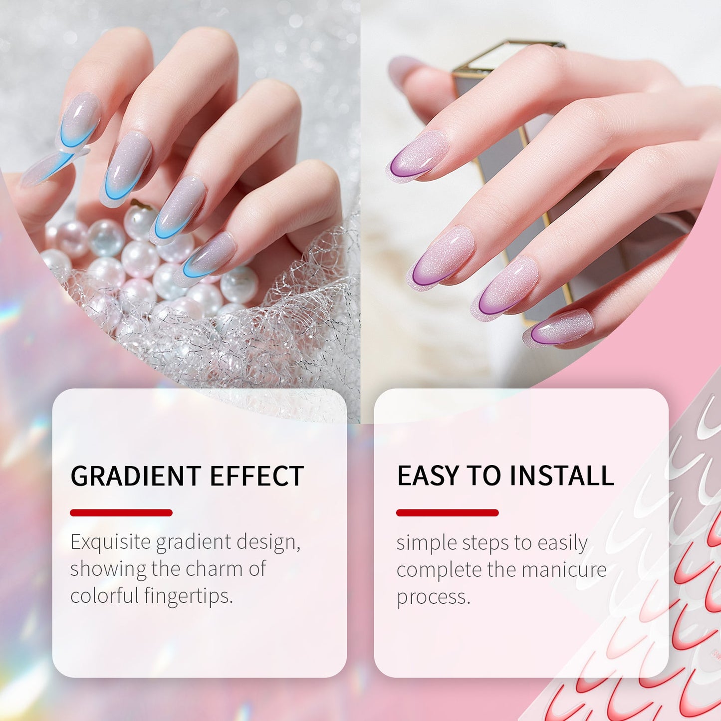 French Gradient Nail Sticker Gradient Nail Sticker Easy Nail Decor Personalized Nail Sticker