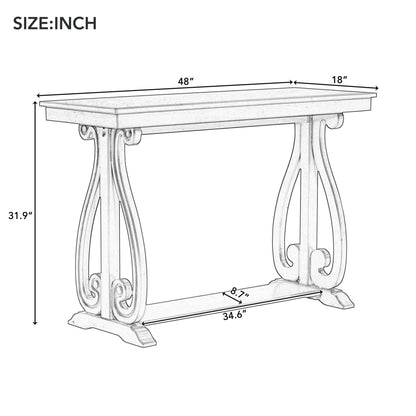 48-Inch Rustic Vintage Console Table --- Farmhouse Style Entryway Table with Open Shelf and Sturdy Construction (Navy)