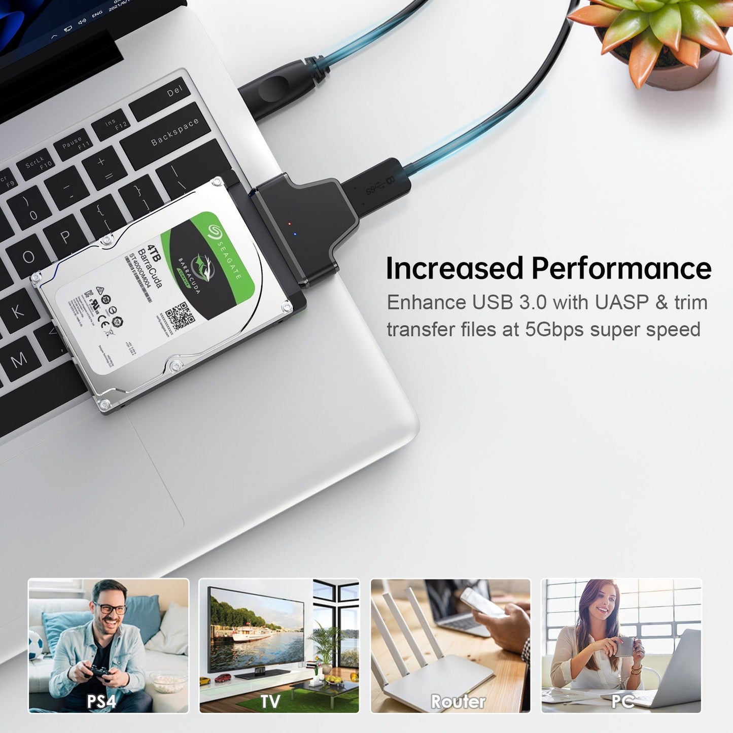 USB 3.0 to SATA Easy Drive Cable 7+15 Laptop Hard Drive Adapter