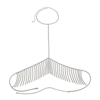 Sexy Claw Chain Tassel Cross Body Chain One Piece Silver Bodychain
