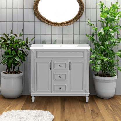 36'' Bathroom Vanity with Top Sink, Modern Bathroom Storage Cabinet with 2 Soft Closing Doors and 2 Drawers, Single Sink Bathroo