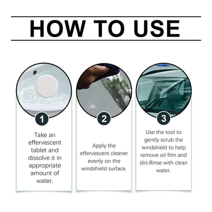 Glass Oil Film Cleaning Tablet, Front Inner Windshield Oil Film Removing Stain Brightening Cleaning Tablet