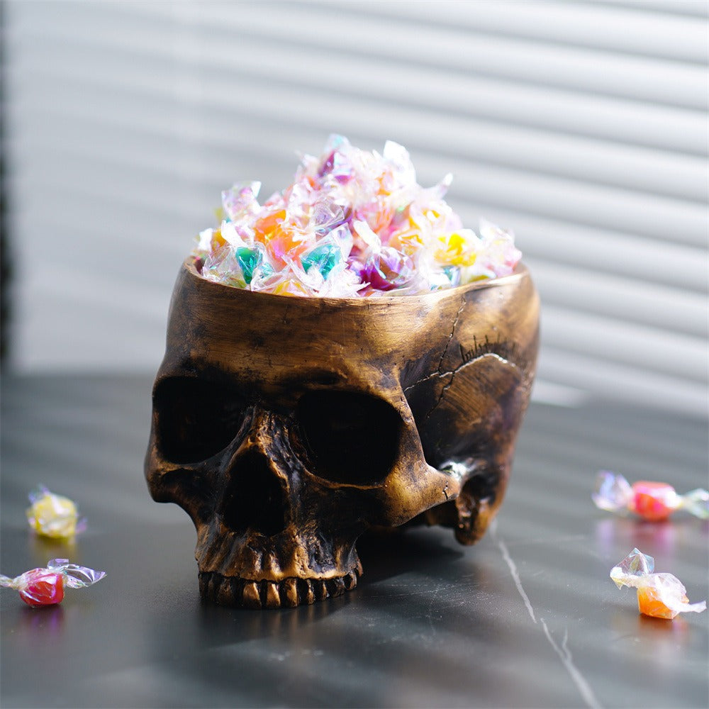Bronze Skeleton Flower Pot Candy Storage Plate Makeup Brush