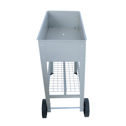 Aveyas mobile metal elevated garden bed cart, with legs, elevated flowerpot box with wheels (gray)