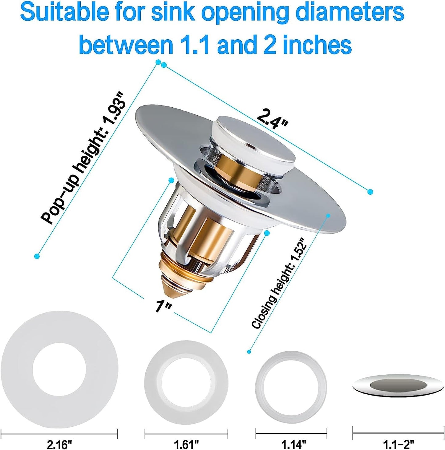 Bestlife Bathtub Sink Plug Bathroom Sink Drain Strainer Pop Up Sink Plug Stopper