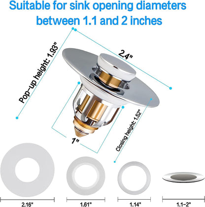 Bestlife Bathtub Sink Plug Bathroom Sink Drain Strainer Pop Up Sink Plug Stopper