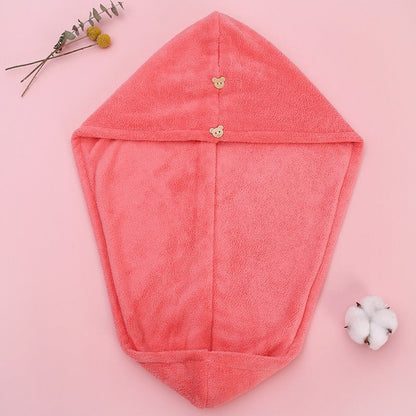 Super absorbent double-layer thickened coral velvet quick drying hair towel, shower cap, and headband towel