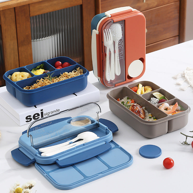 Student Japanese sealed four-compartment plastic lunch box bento box microwaveable lunch box