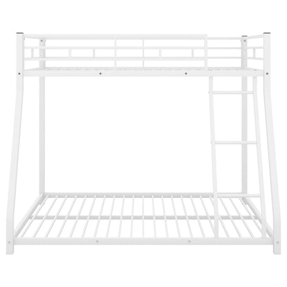 Metal Floor Bunk Bed  Twin over Full White