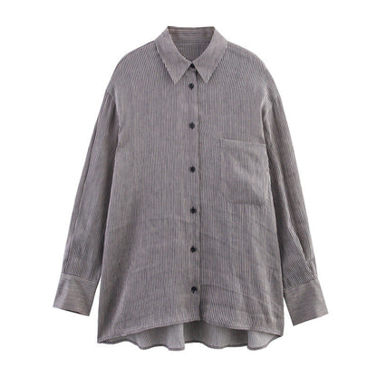 Style Women's Fashion Casual Loose Long Sleeve Striped Shirt