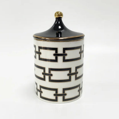 Gold Plated Stripe Ceramic Storage Jar Home Scented Candle Bottle Wedding Candy Gift Jar Cosmetic Jewelry Storage Bottle Decor