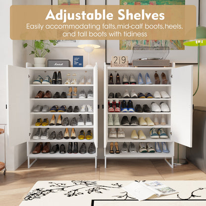 Shoe Cabinet with Doors, 6-Tier Shoe Storage Cabinet with Adjustable Shelves, Wooden Shoes Rack Shoe Storage Organizer