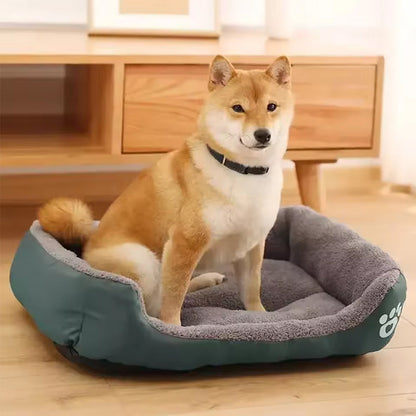 New, soft, and cozy fleece pet bed. Waterproof bottom. Suitable for small, medium & large pets. Keeps pets warm.