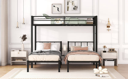Twin over Twin & Twin Bunk Beds for 3, Twin XL over Twin & Twin Bunk Bed Metal Triple Bunk Bed, Black