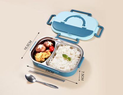 Stylish, simple, portable, large capacity 304 stainless steel two-compartment lunch box with bowl lunch box
