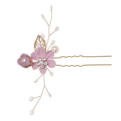 Luxury Blue Flower Hair Combs Headdress Prom Bridal Wedding Hair Accessories Gold Leaves Hair Jewelry Hair Pins