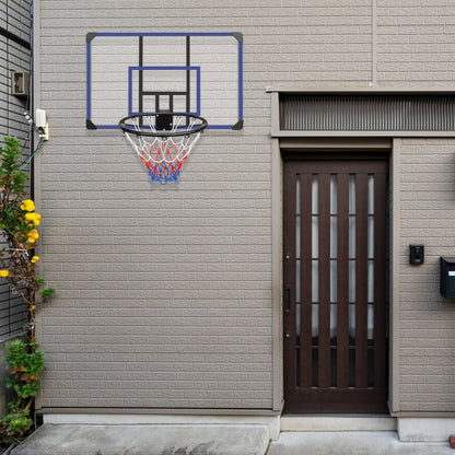 Wall mounted basketball basket, 45 x 29 inch shatterproof back, foldable basketball basket, all-weather mesh fabric