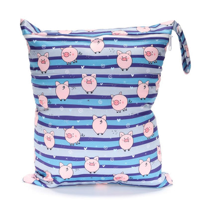 [Sigzagor]Wet Dry Bag With Two Zippered For Baby Diapers Nappies Waterproof Reusable 36cmx29cm