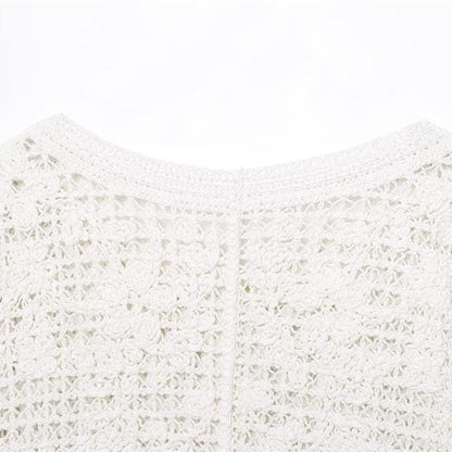 Style Women's Fashion Casual Long Sleeve Single Breasted Crochet Jacket