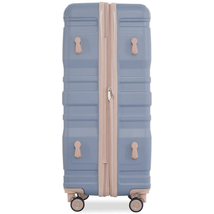 Luggage Sets New Model Expandable ABS Hardshell 3pcs Clearance Luggage (light blue and golden)