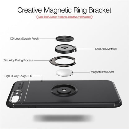 Phone Case Ultra Slim Silicon Armor Anti-knock Car Magnetic Metal Ring Bracket Cell Phone Shell Case for IPhone X 6/6S 7/8 Plus