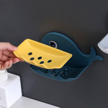 Whale Shape Free Punch Soap Rack Bathroom Drain Soap Box Toilet Soap Rack Wall-Mounted Rack