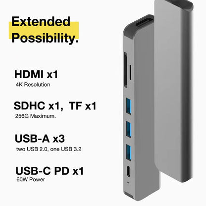7-in-1 docking station type-c converter suitable for laptop expansion