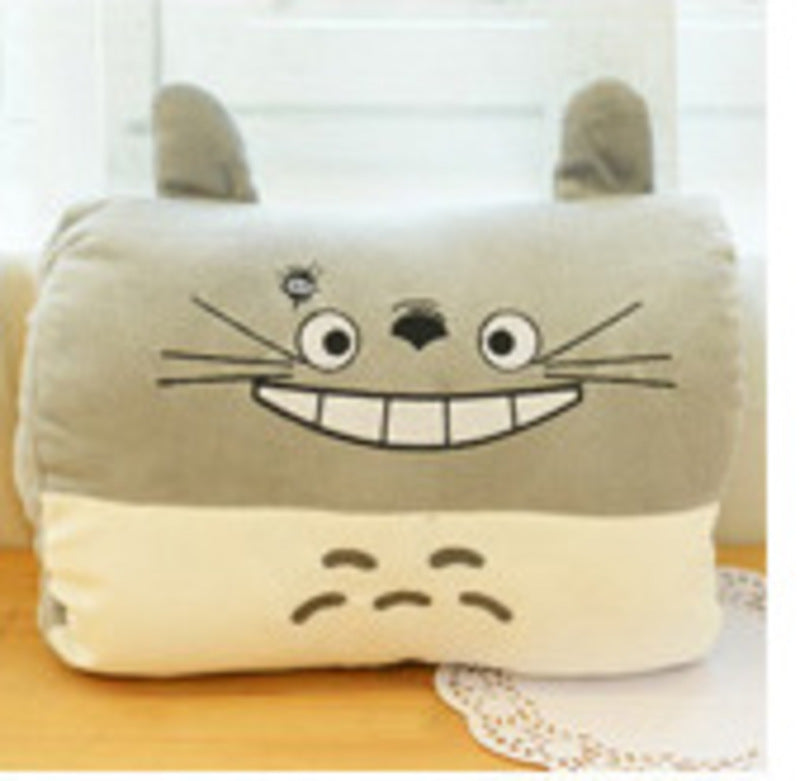 Animated nap pillow, warm hand cover, cylindrical cushion, creative hand warmer, girls' plush toy