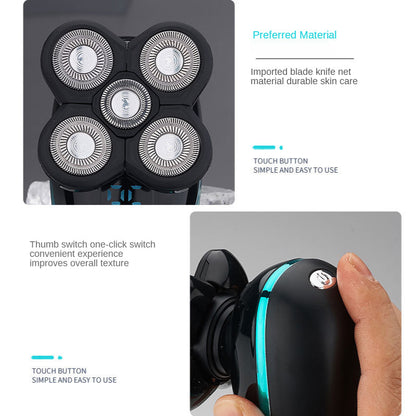 Electric Shaver Shaving Head Machine Five-Blade Self-Service Bald Head Rechargeable Waterproof Washing Razor