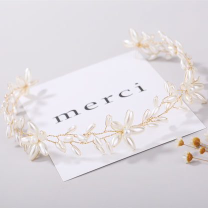 Handmade pearl twisted bead headwear wedding dress bride's hair accessories