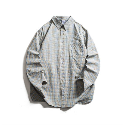 Checkered long sleeved loose casual shirt