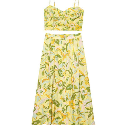 Style Strapless Top with Printed Skirt Set