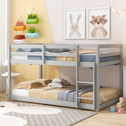 Twin over Twin Floor Bunk Bed,Grey