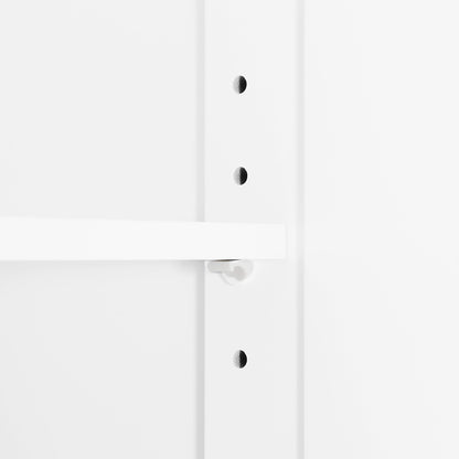 Tall Bathroom Cabinet with Four Doors, Large Storage Space Open Shelve, Upper Storage Cabinet, Whit