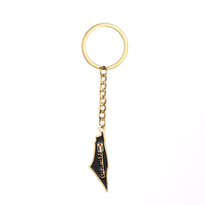 Israel Palestine Map Flag Drip Oil Stainless Steel Keychain Fashion Men's and Women's Stainless Steel Keys