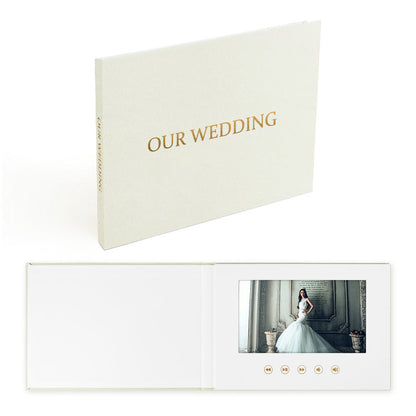 Multi functional commercial wedding video invitation letter linen material video brochure