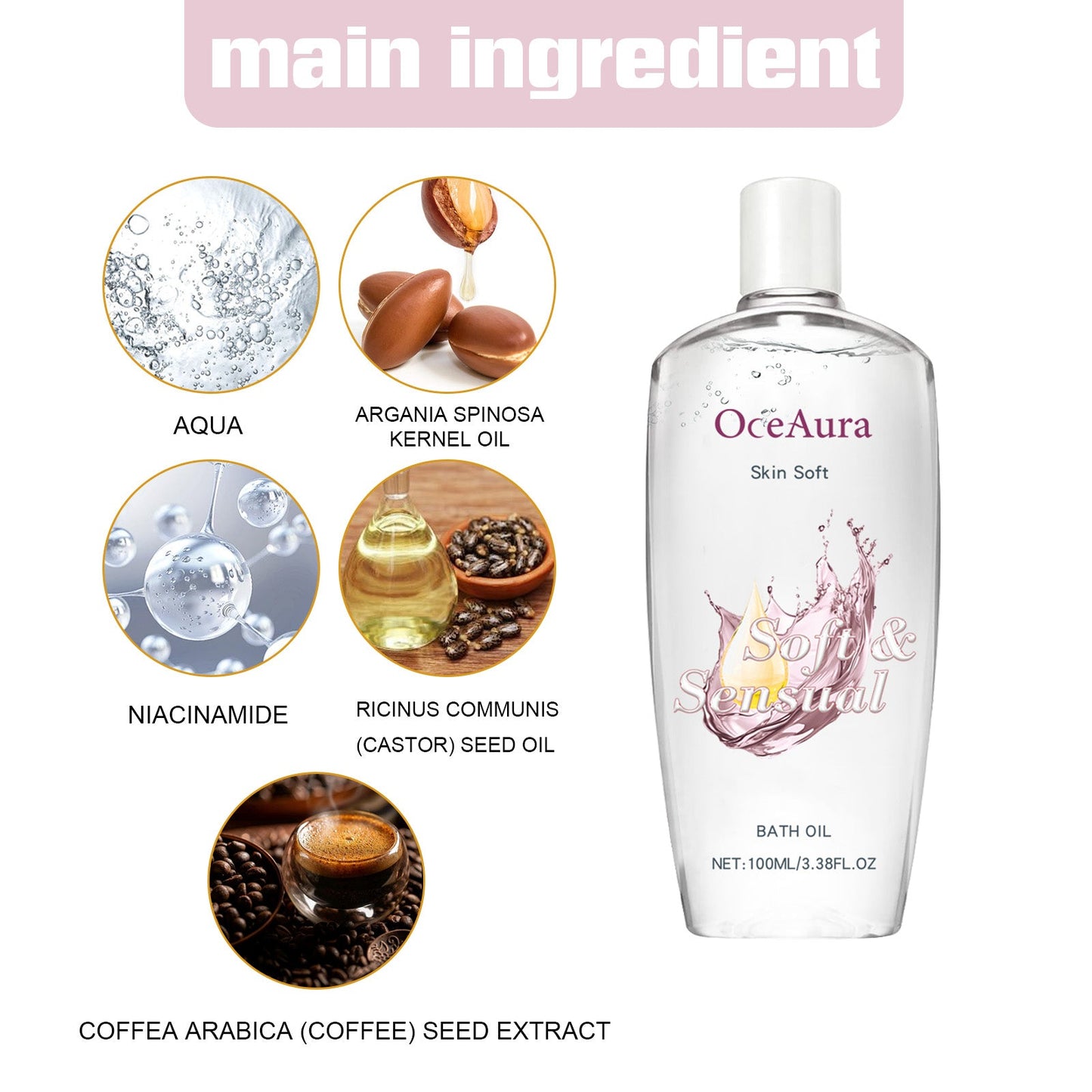 Soft Sensual Bath Oil, Moisturizing Skin Moisturizing Brightening Skin Deep Treatment Oil